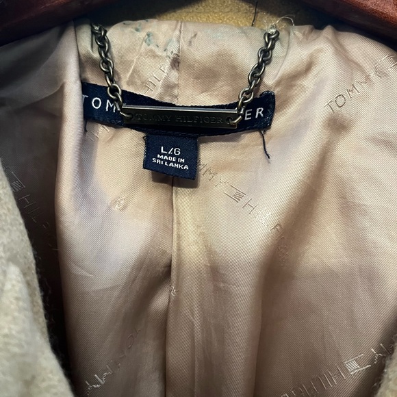 TOMMY HILFIGER beige wool peacoat sz L - Picture 6 of 11